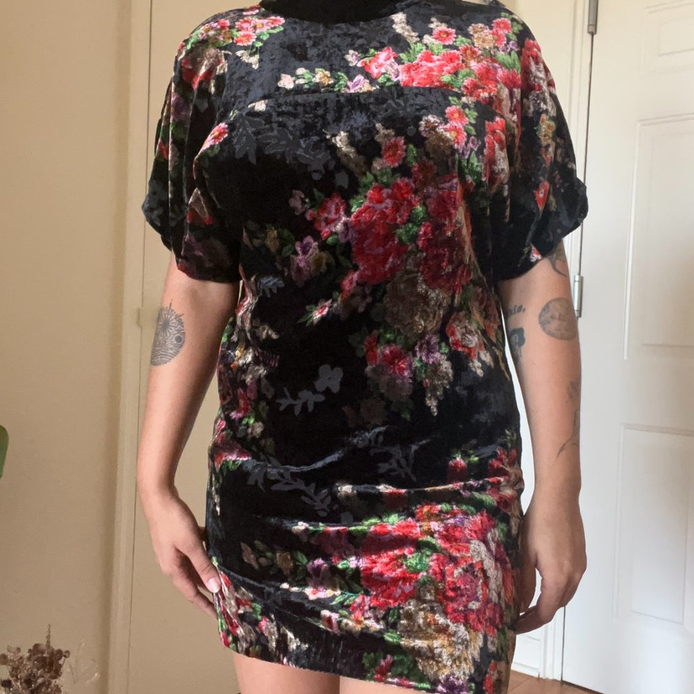 Velvet floral mini dress